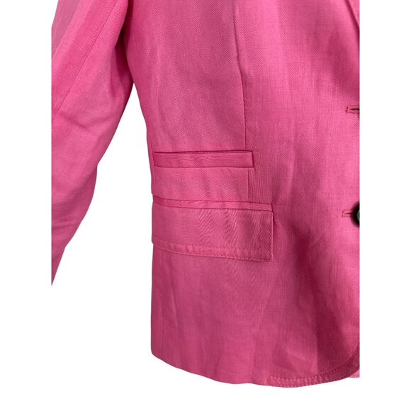 J. Crew Schoolboy Long Sleeve 2 Button Pink Linen Womens Blazer Size 2 - Picture 3 of 10